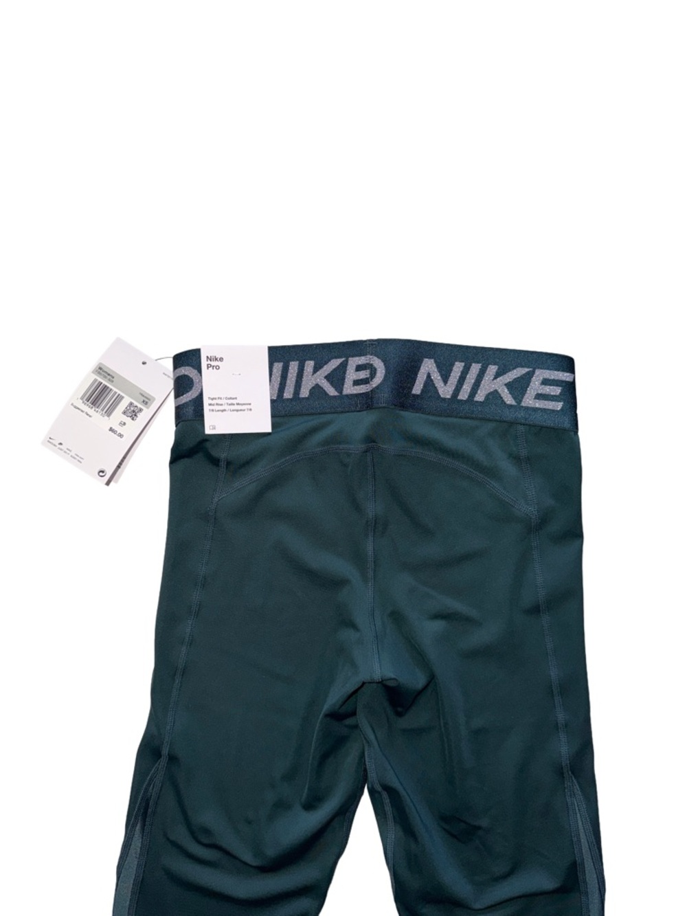 Nike Pro Dri-Fit Women's Deep Jungle Green Mid Rise 7/8 Shine Leggings, XS, NWT - Picture 12 of 12